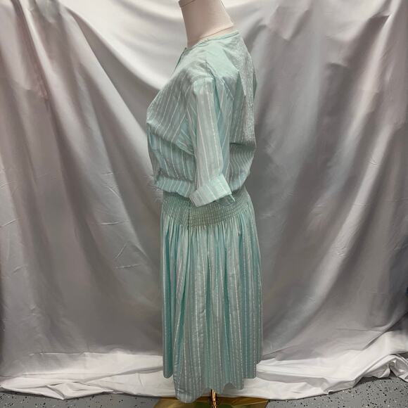 Vintage 80's Jessica Howard Striped Pastel Short sleeve Dress Womens 6 Smocked - Picture 10 of 16